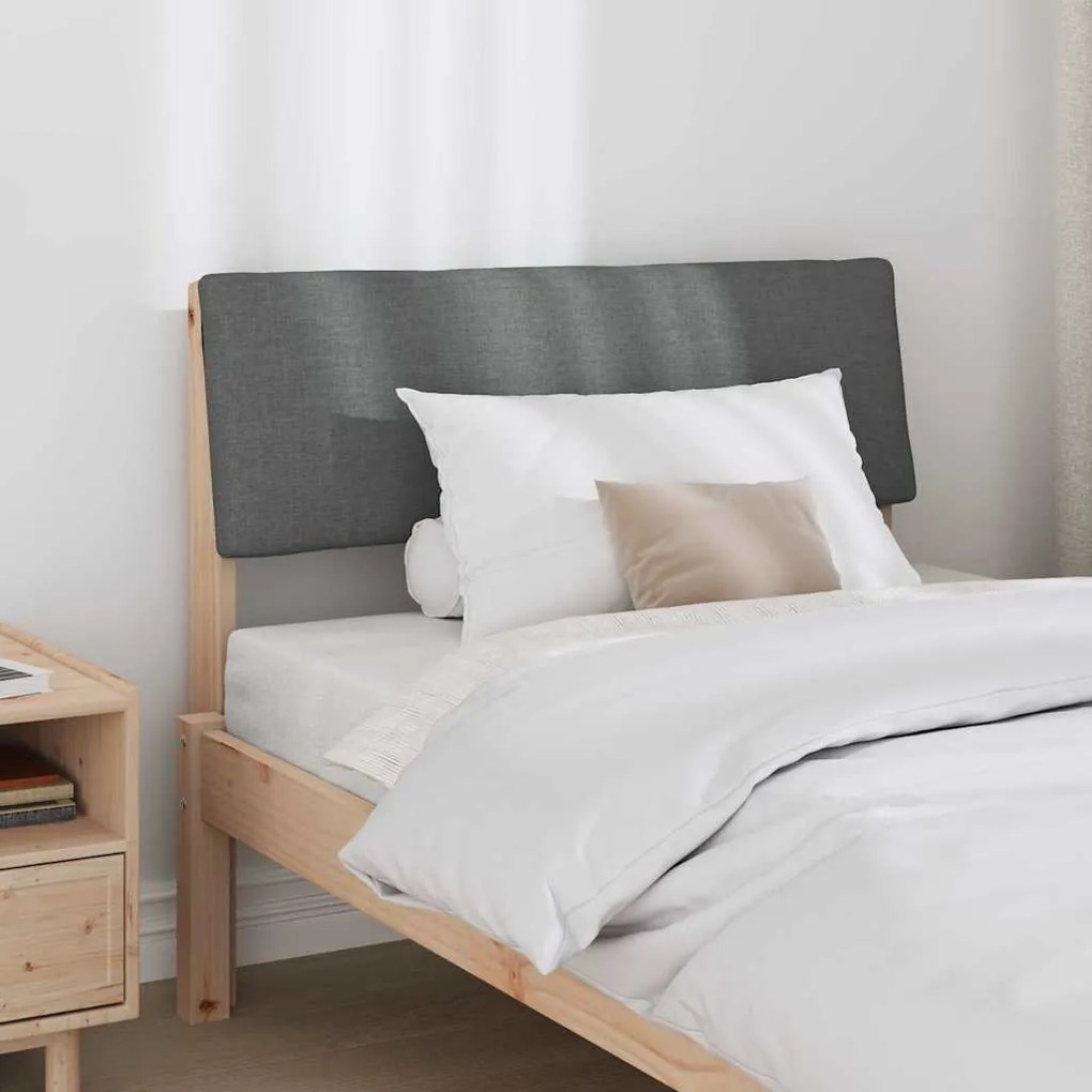 Kárpitozott fejtámla Sötétszürke 90 cm Tömör fenyőfa