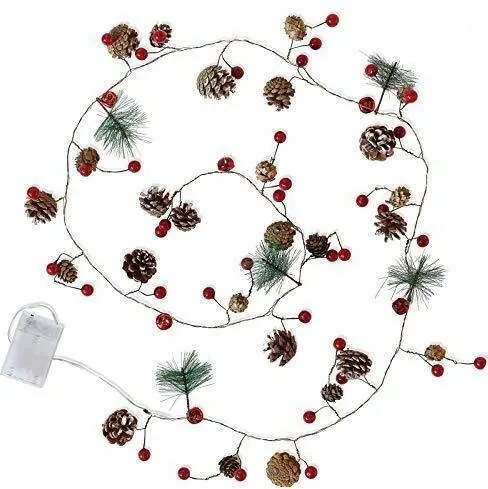 Karácsonyi girland, LED-es fénylánc toboz lámpa