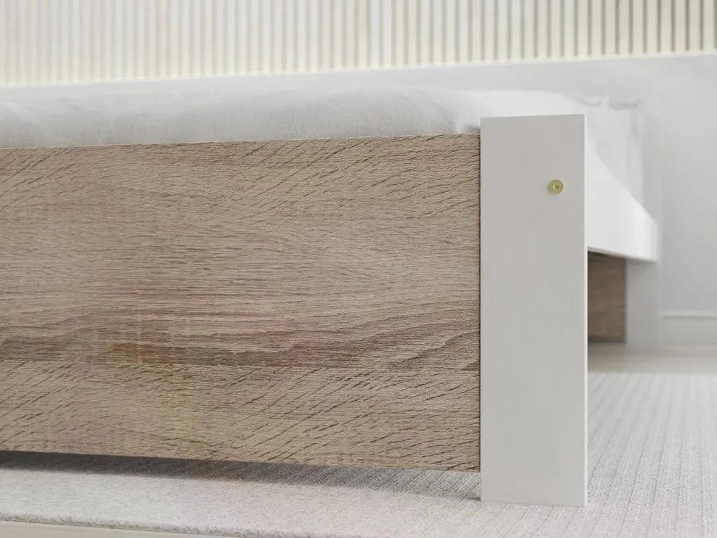 Ágy IKAROS 80 x 200 cm, fehér/sonoma tölgy Ágyrács: Lamellás ágyrács, Matrac: Sommera 18 cm matrac