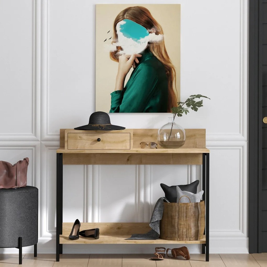 Alix Sapphire Oak konzolasztal