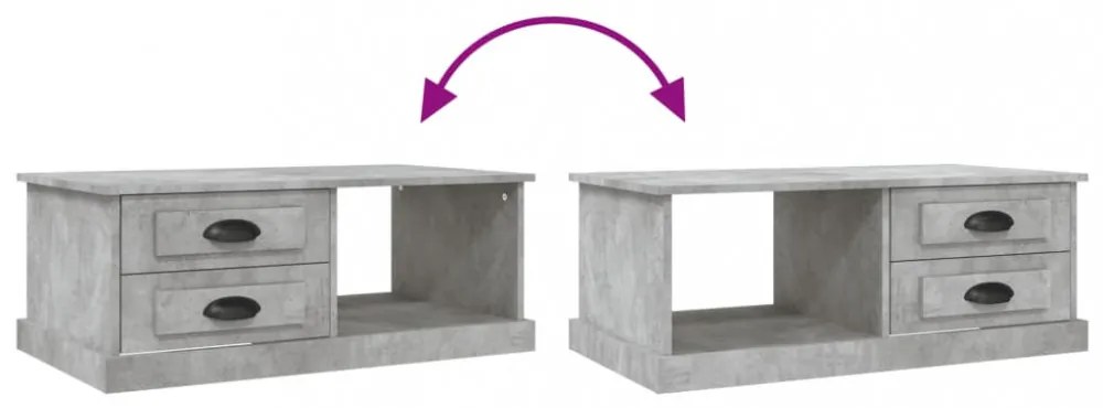 betonszürke szerelt fa dohányzóasztal 90 x 50 x 35 cm