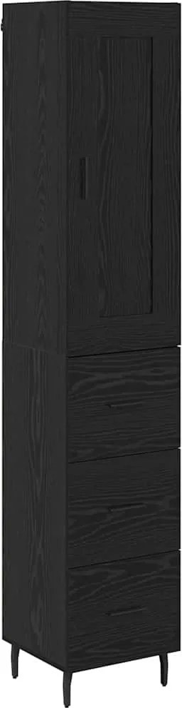 vidaXL Magasfiú fiókkal Fekete tölgy 34,5 x 34 x 180 cm Faanyag
