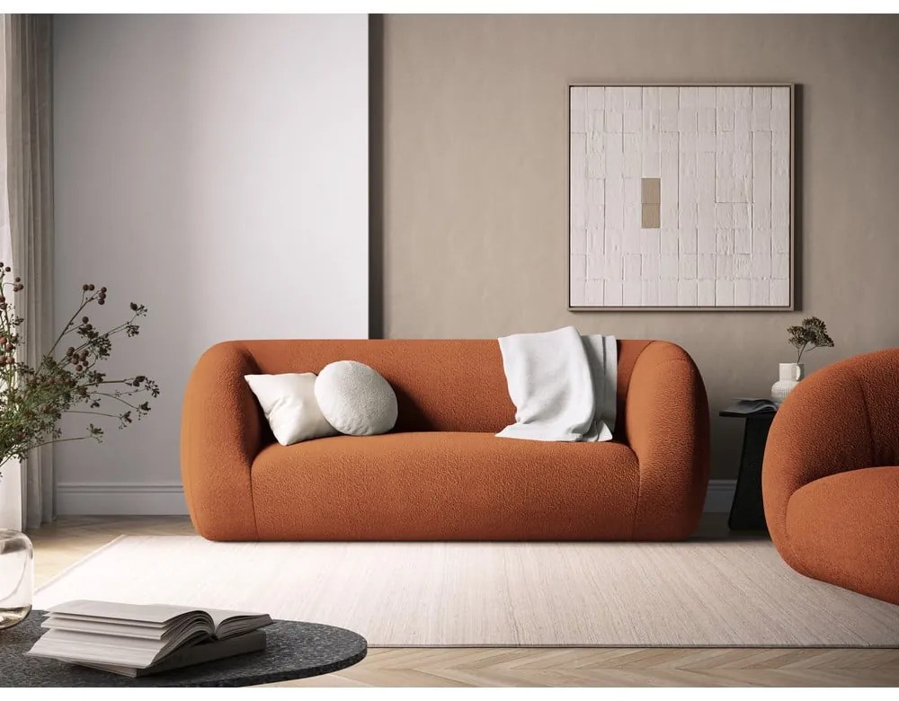 Narancssárga buklé kanapé 210 cm Essen – Cosmopolitan Design