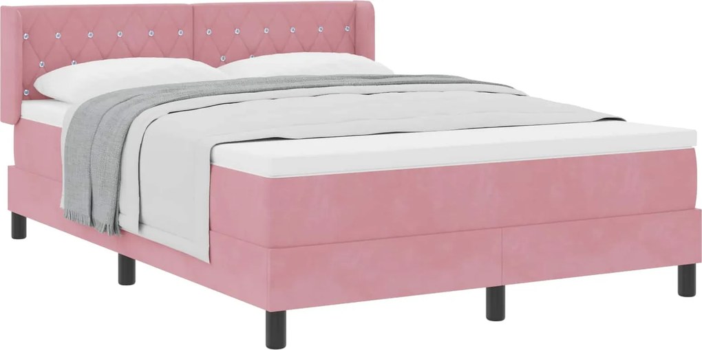 vidaXL Boxrugós ágy matracmal Rózsaszín 200 x 140 cm Poliészter