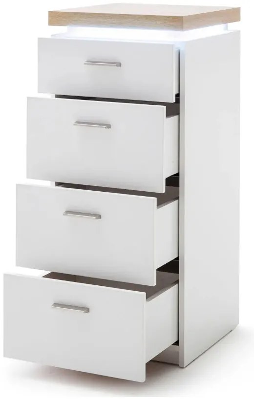 Cali 4 fiókos komód fehér - wotan tölgy