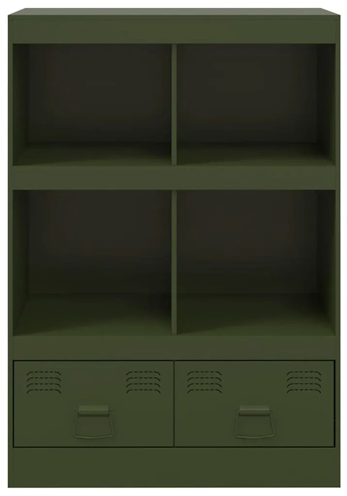 olívazöld acél magasszekrény 67x39x95 cm