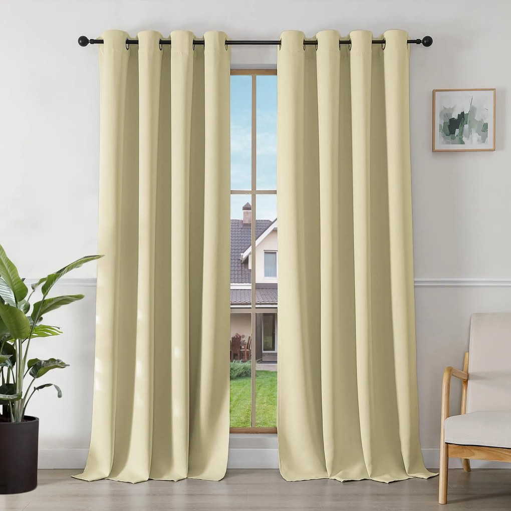 Thermo sötétítő függöny 2 db Bézs 245x140 cm átvezetőkkel
