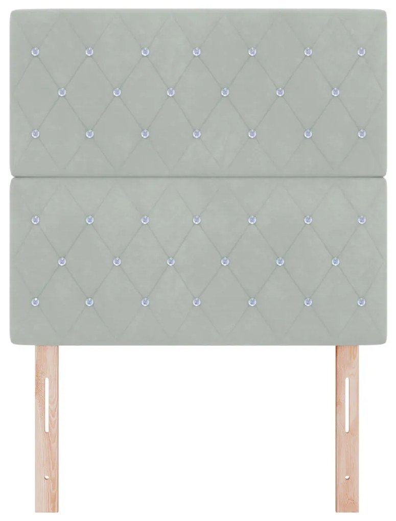 LED fejtámla világosszürke 100 cm bársony