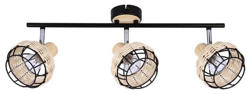 Fekete-krémszínű mennyezeti lámpa fém-rattan búrával ø 12 cm Tajga – Candellux Lighting