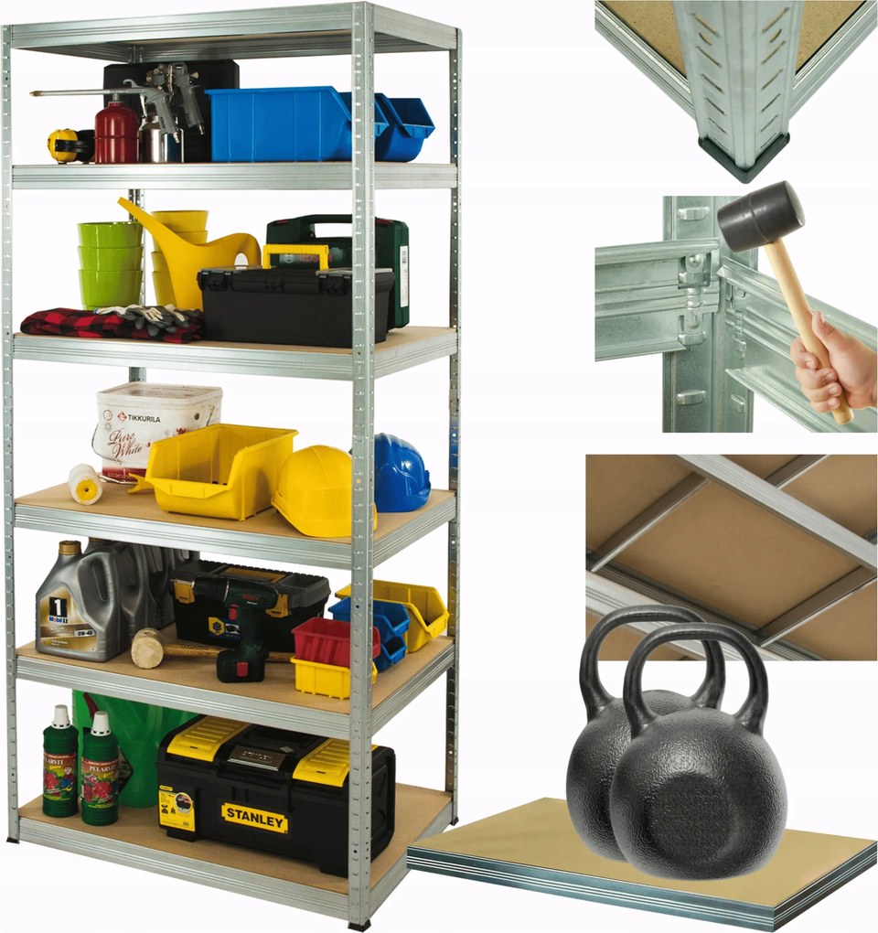 Horganyzott fém tároló állvány Helios 213x110x30cm 6Px275kg Tömör