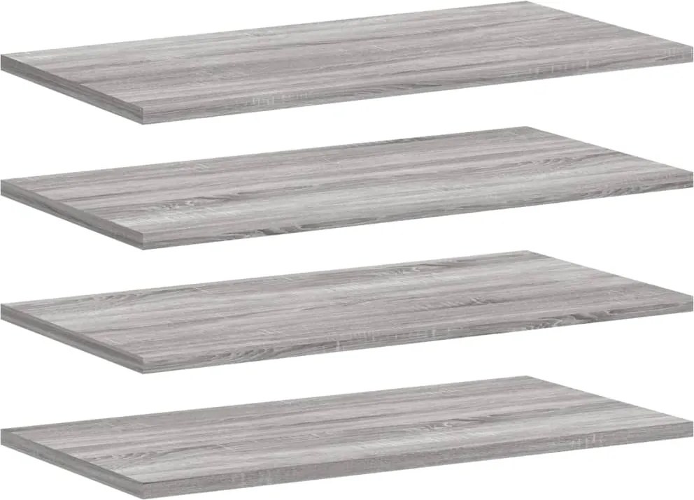 vidaXL 4 db szürke sonoma színű szerelt fa fali polc 60 x 20 x 1,5 cm