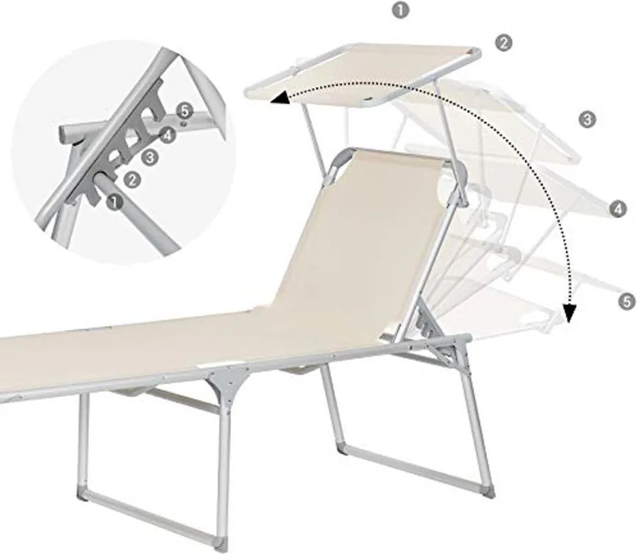 Napozóágy, nagyméretű fekvő napozószék, 65 x 200 x 48 cm, terhelhetőség 150 kg, bézs
