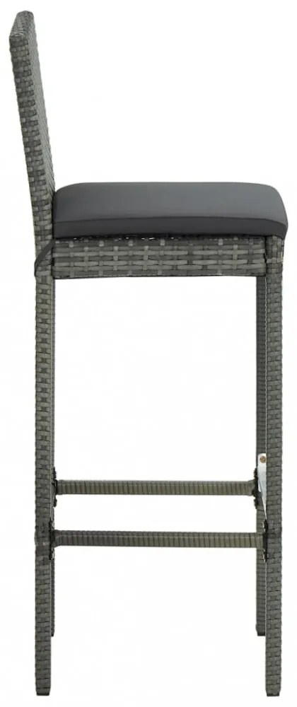 7 részes polyrattan kültéri bárszett antracitszürke párnákkal