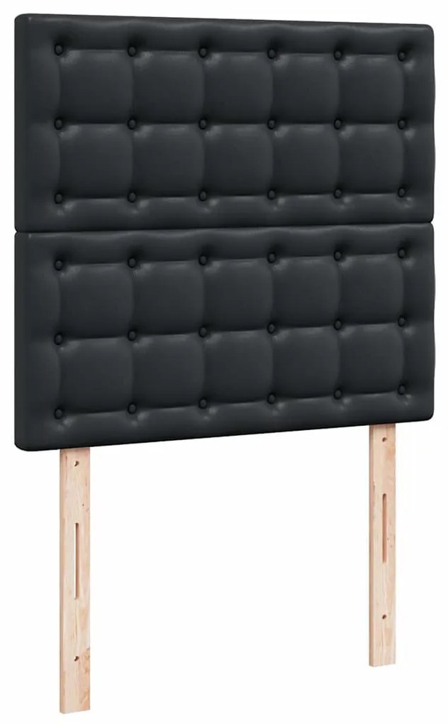 fekete műbőr ottomán ágy matracokkal & LED-ek 180x200cm