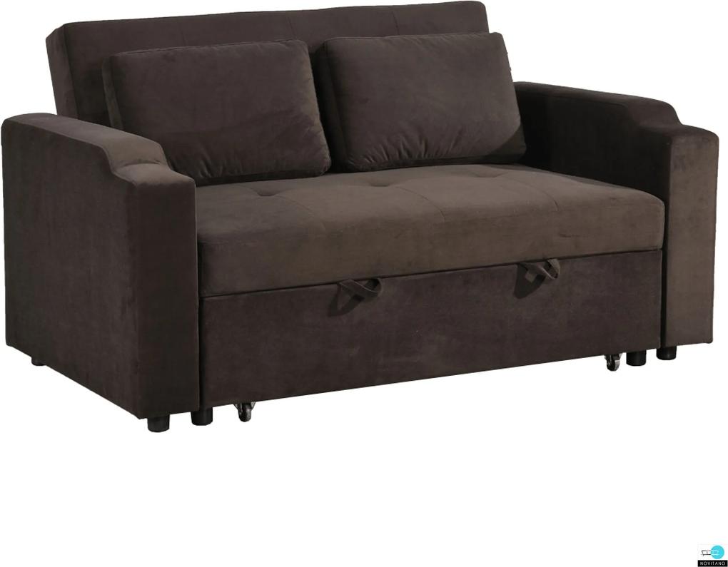 Széthúzhatós kanapé, barna Velvet anyag, ZAMBA