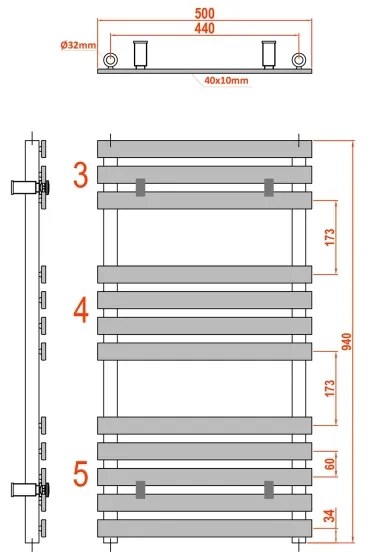 Sapho - Fürdőszobai radiátor JALOUSI 328W/230V 50x94 cm fehér
