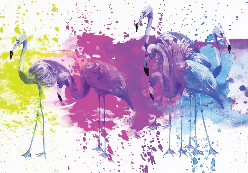 Fotótapéta Flamingók absztrakt színes vinil 460x300 +ragasztó
