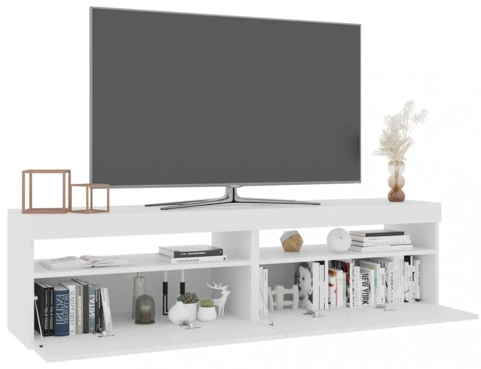 2 db magasfényű fehér TV-szekrény LED-világítással 75x35x40 cm