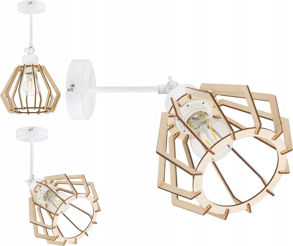 Fali Lámpa E27 fali állítható loft fa