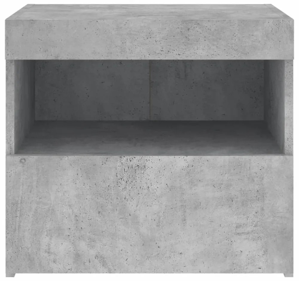 2 db betonszürke éjjeliszekrény LED-fényekkel 50x40x45 cm