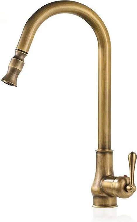 Konyhai csaptelep Retro sárgaréz Kihúzható sárgaréz kifolyócső Elegancia