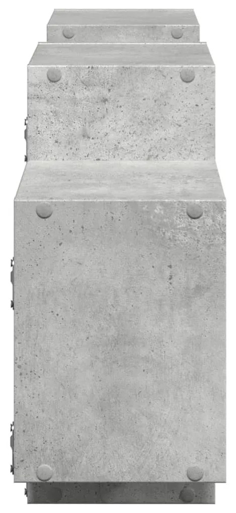 betonszürke szerelt fa fali polc 129 x 18 x 42 cm