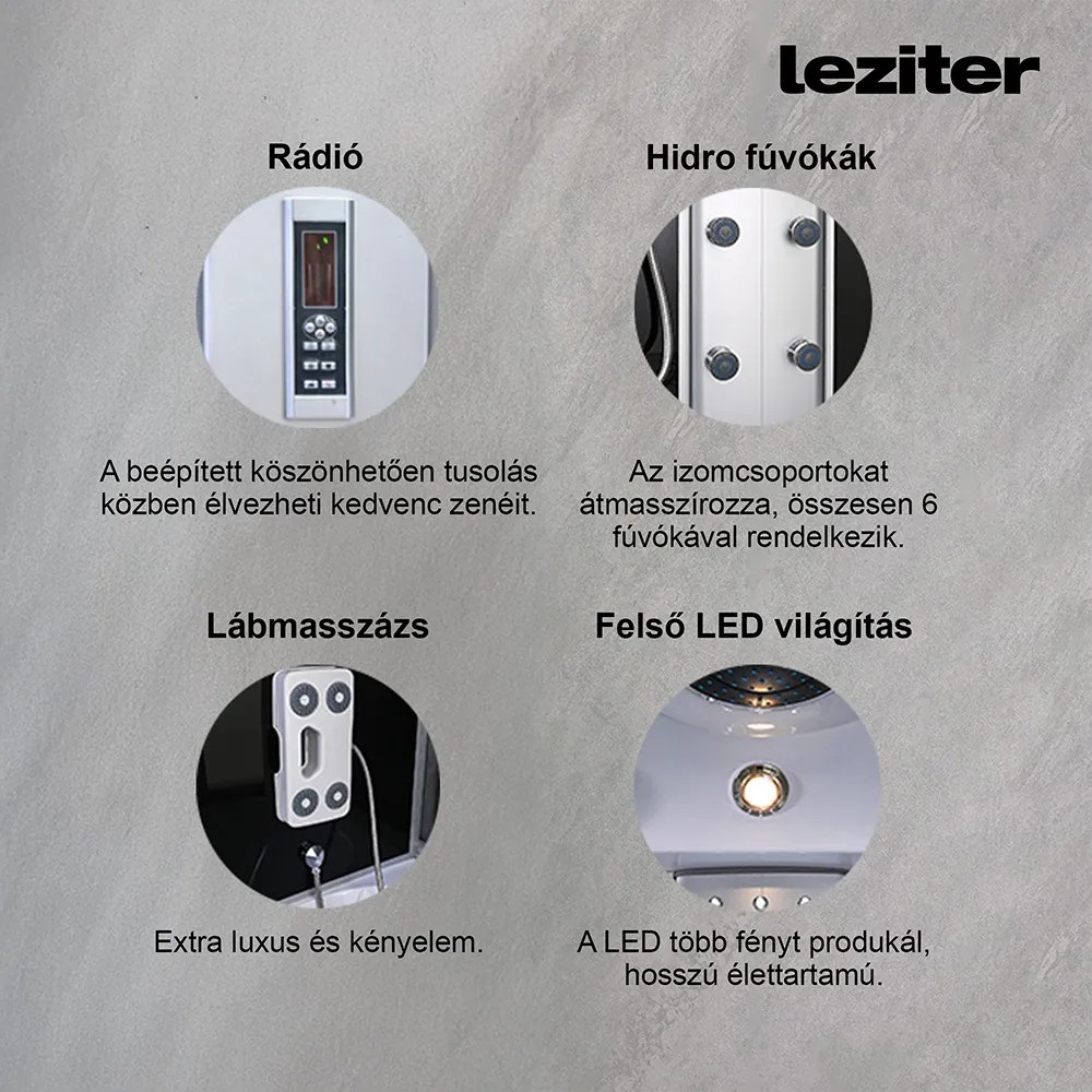 Emilia 135 Hidromasszázs Kádkabin elektonikával Black