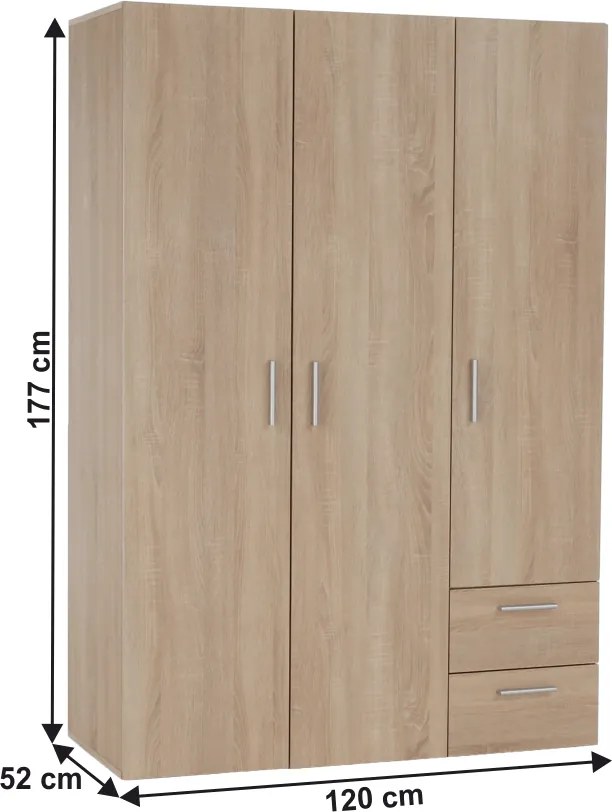 Gardróbszekrény polcokkal, sonoma tölgy, ADELI