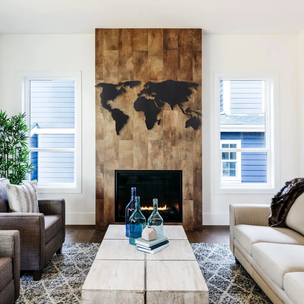 World fém fali dekoráció, 60×120 cm