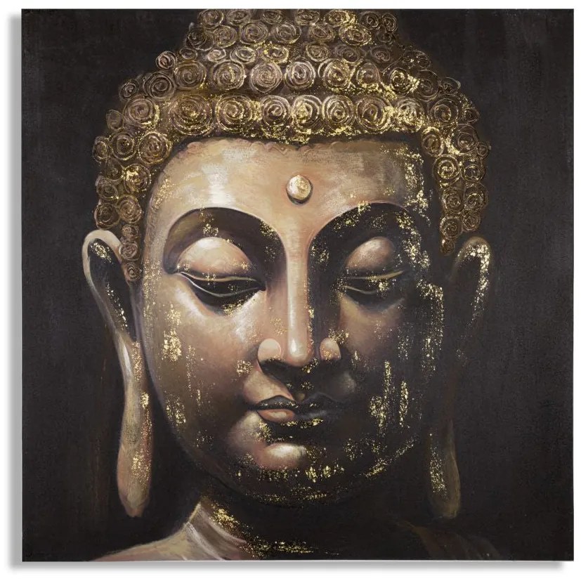 Arany Buddha Falikép Sötét Háttérrel – Vászonkép 100×100 cm