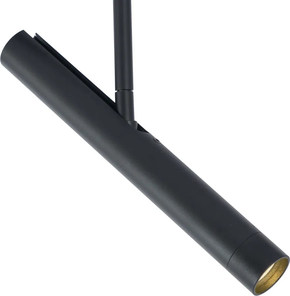 Modern fekete sínrendszer 6 fekete spotlámpával, 1 fázisú - Slimline Avery