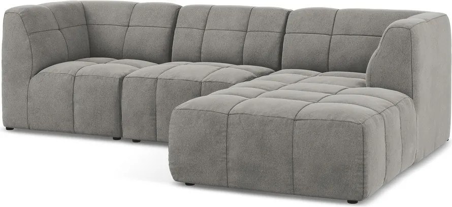 Szürke bársony sarokkanapé (jobb oldali-heverő résszel) Aloha – Makamii