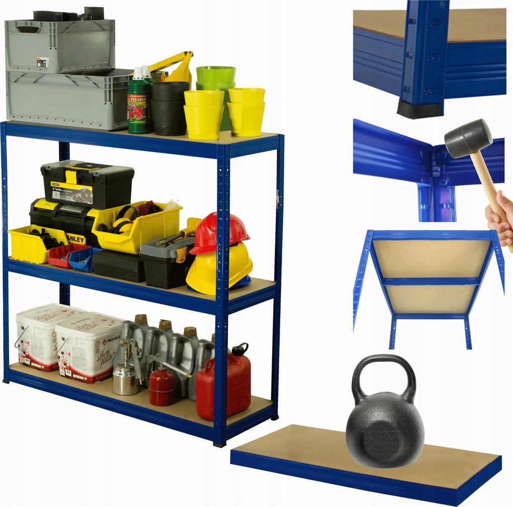 Helios fém tároló állvány műhely állvány 90x110x35cm 3Px175kg