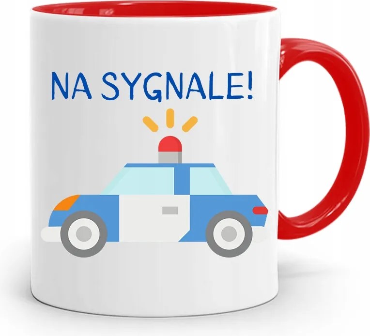 Piros Rendőr Bögre Rendőrnő Jelzéssel! fényképes nyomattal