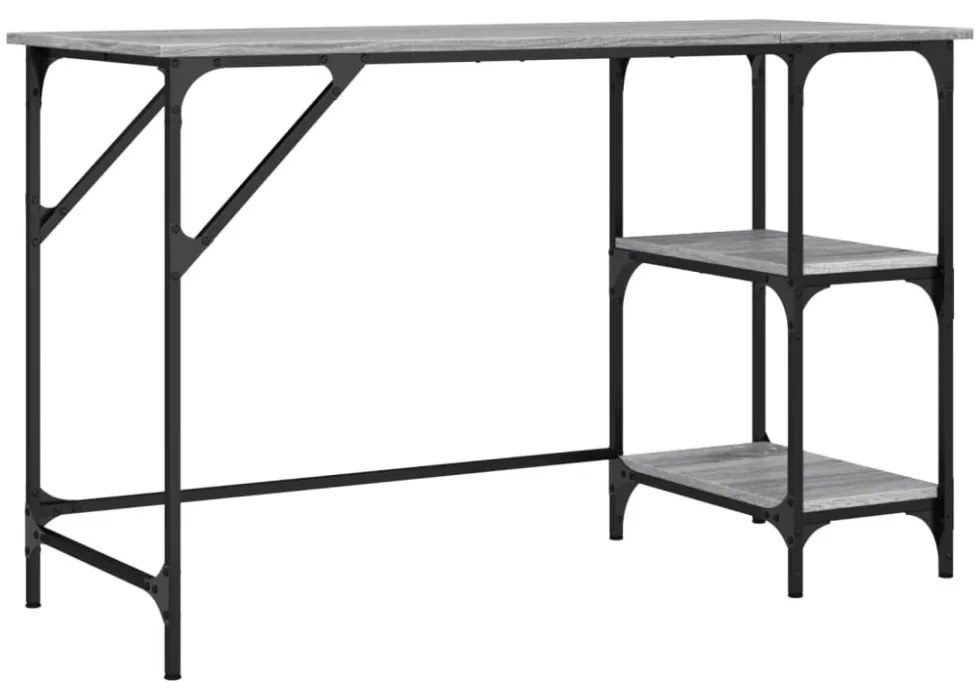 szürke sonoma színű fém és szerelt fa íróasztal 120x50x75 cm