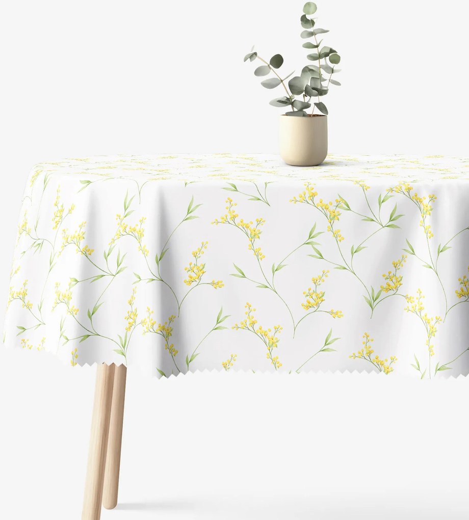 Goldea ovális teflonos terítő - mimózavirágok 120 x 180 cm