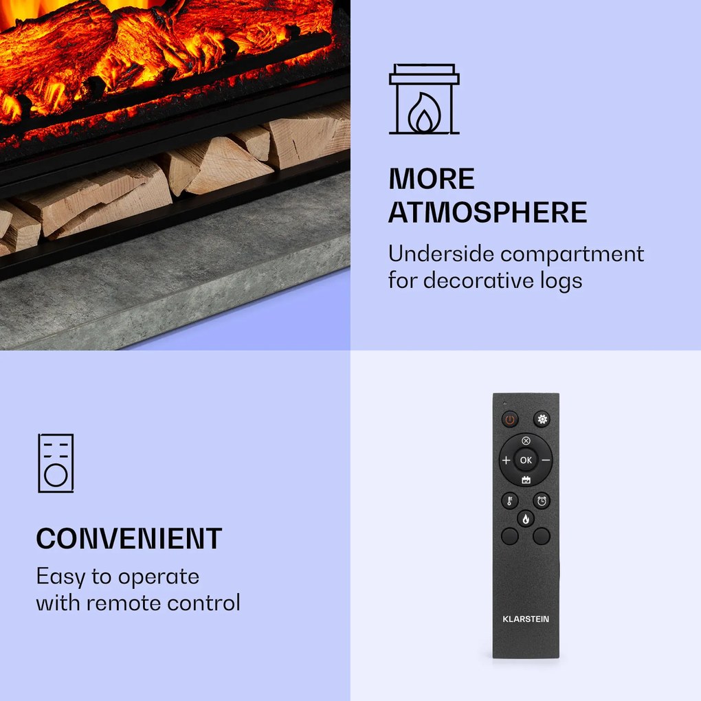 Klarstein Crater Lake, elektromos kandalló, 1900 W, LED technológia, távvezérlés