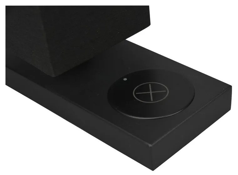 Matt fekete asztali lámpa vezeték nélküli töltővel (magasság 35 cm) Haley – Trio