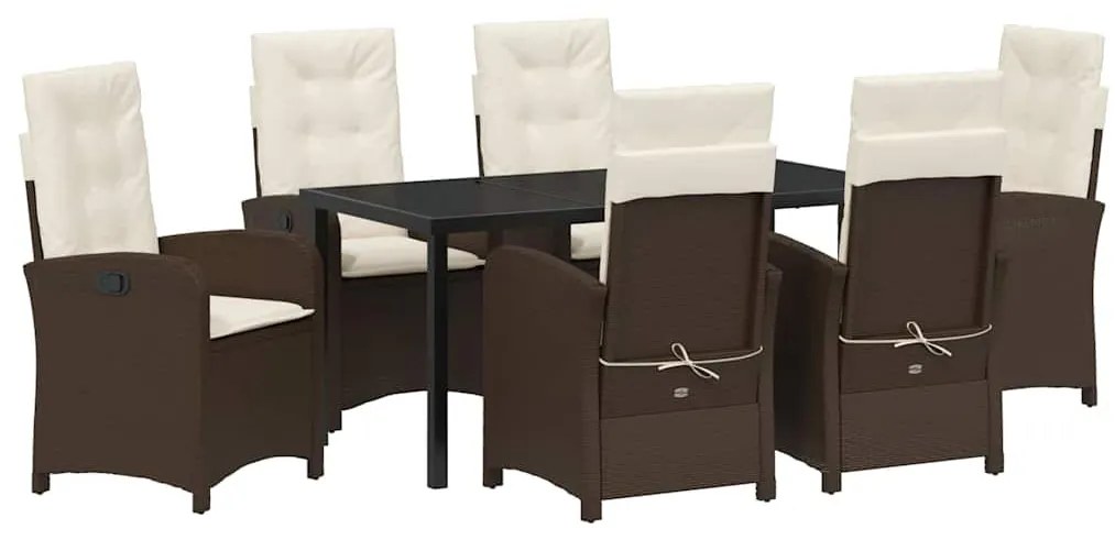 Kert étkező szett 7 pcs Barna polirattan