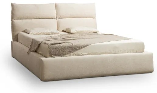 BASIL kárpitozott ágy, matrac nélkül, 180x200 cm, bézs