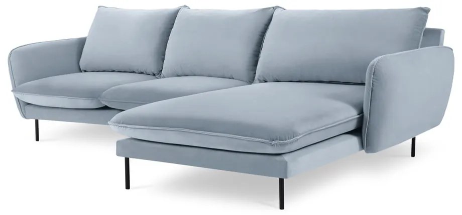 Világoskék bársony sarokkanapé (jobb oldali) Vienna – Cosmopolitan Design