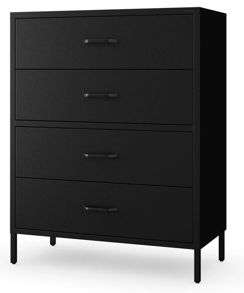 Fekete fém komód fiókokkal és lábakkal – CARLA Modern 800 x 1015 x 400 mm