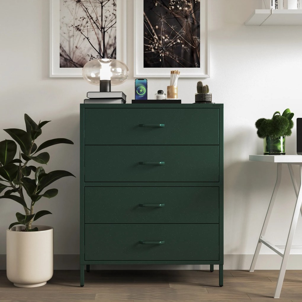 Komód CARLA, 800 x 1015 x 400 mm, Modern:  palack zöld