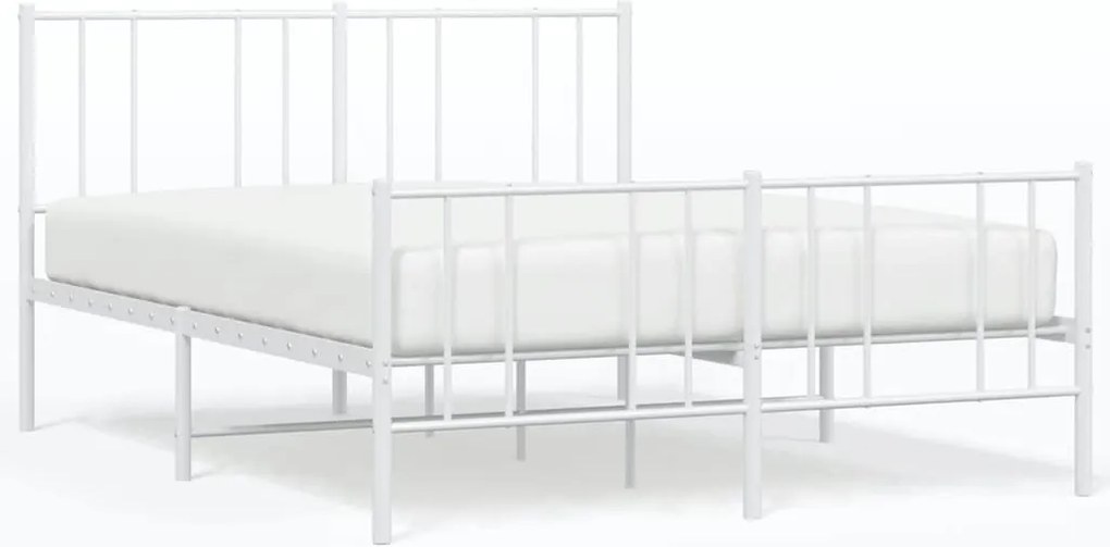 vidaXL fehér fém ágykeret fej- és lábtámlával 140 x 190 cm