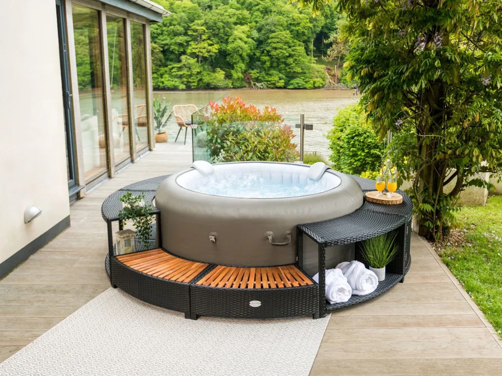 Lay-Z-Spa kör alakú rattan pezsgőfürdő bútor, 180 cm, fekete