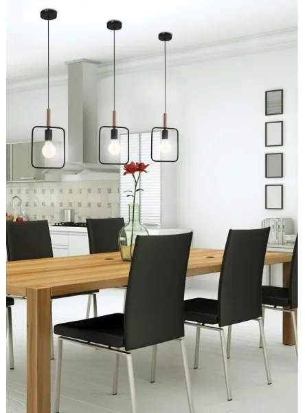 Csillár zsinóron FRAME 1xE27/60W/230V fekete