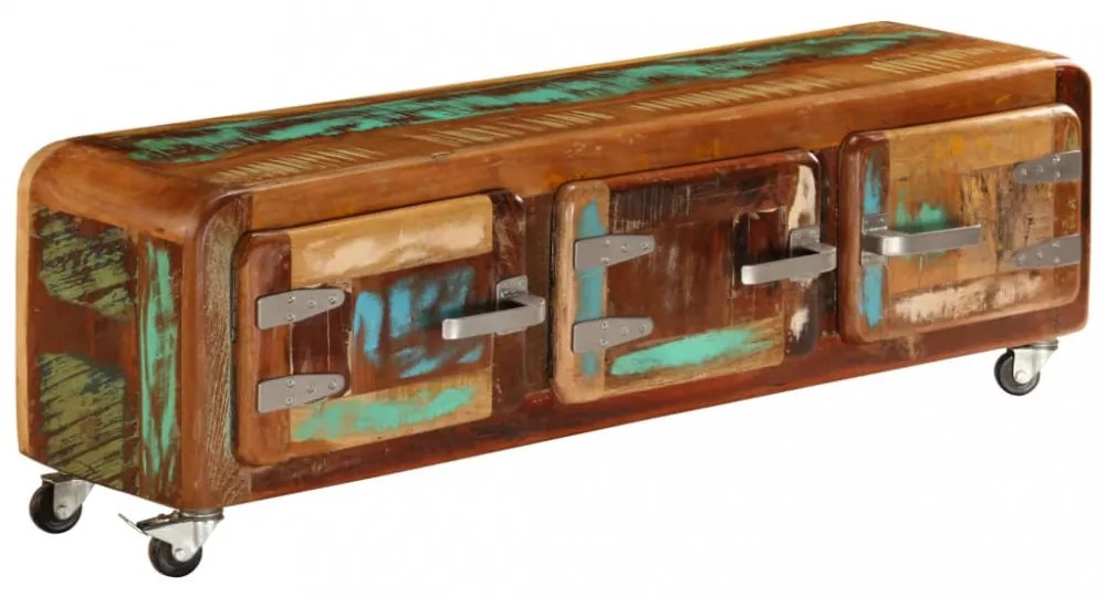 tömör újrahasznosított fa TV-szekrény 120 x 30 x 37 cm