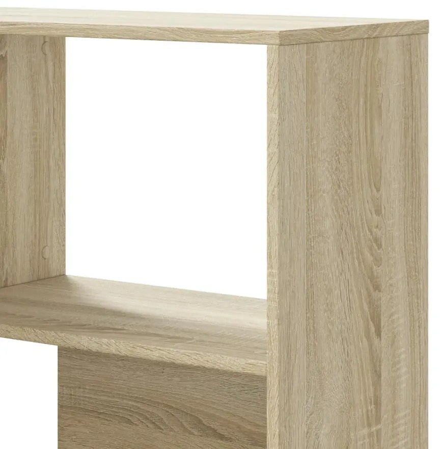 4 szintes sonoma tölgy szerelt fa sarok könyvespolc 85x85x140cm