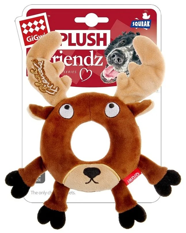 GiGwi Sípoló játék kutyáknak Plush Friendzrénszarvas, 20 x 19 x 2,5 cm