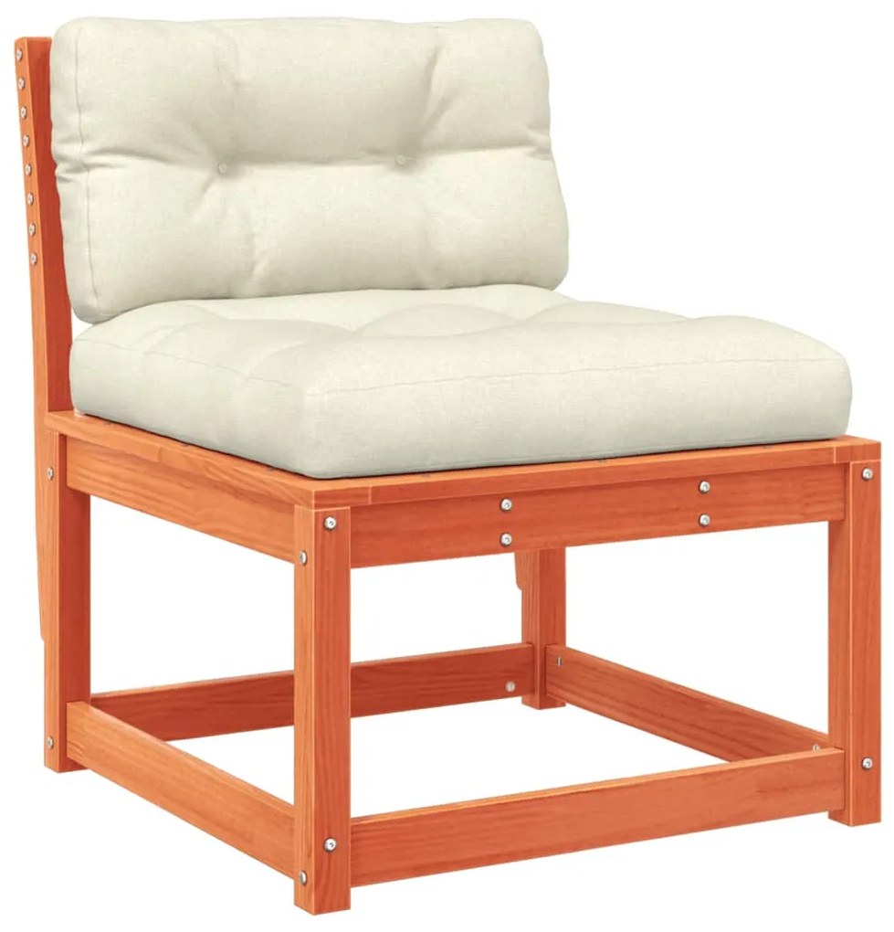 2 db viaszbarna tömör fenyőfa kerti kanapé párnával